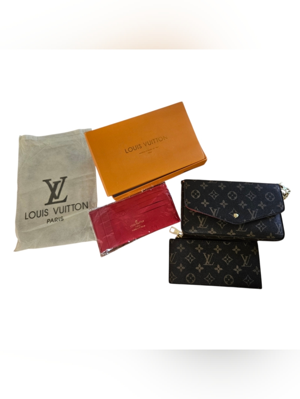 Louis Vuitton Felicie Pochette Monogram Canvas LV Brown EUC